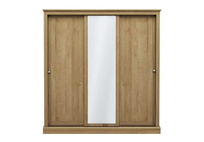 LPD Devon Oak 3 Door Sliding Mirrored Wardrobe