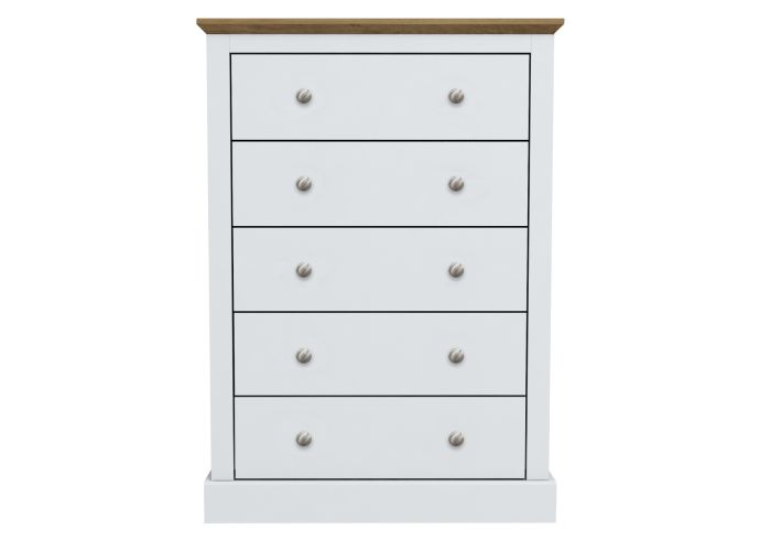 LPD Devon White & Oak 5 Drawer Chest