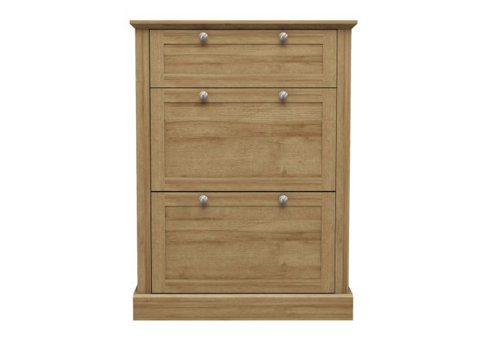 LPD Devon Oak 3 Tier Shoe Cabinet