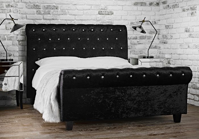 LPD Isabella Black Crushed Velvet Bed Frame