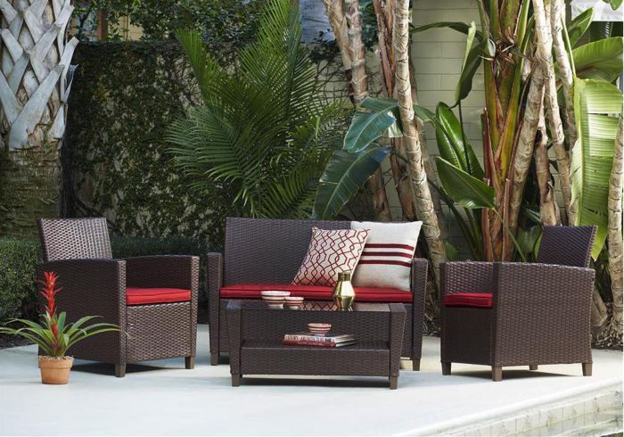 Cosco Malmo Resin Wicker Patio Set 4 Piece