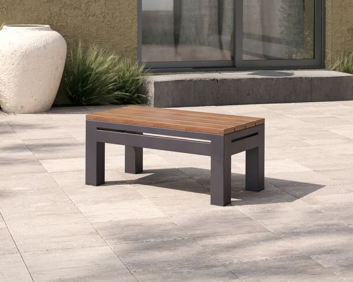 Maze Oslo Rectangular Teak Top Side Table - Charcoal