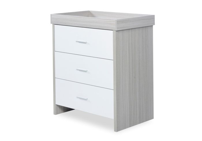 Ickle Bubba Pembrey Changing Unit modern style available in ash grey and ash grey and white 3 drawers