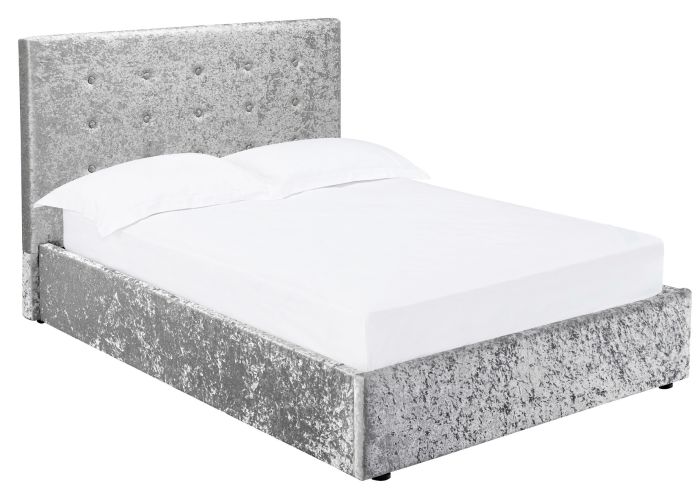 LPD Rimini Silver Crushed Velvet Ottoman Bed Frame