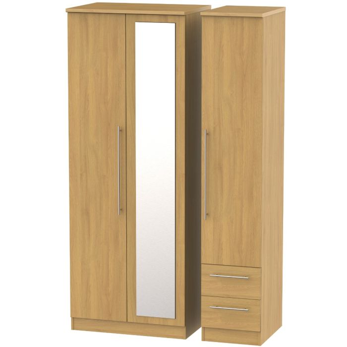 Welcome Furniture Sherwood Triple Mirror + Drawer Robe Modern Oak