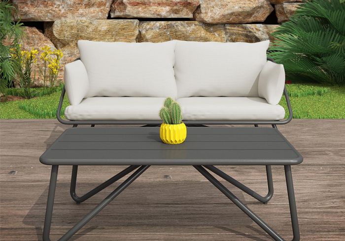 Novogratz Teddi Outdoor Love Seat & Coffee Table Set