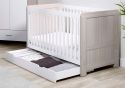 Ickle Bubba Pembrey Ash Grey and White Cot Bed with Under Drawer Modern design