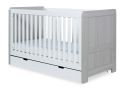 Ickle Bubba Pembrey Ash Grey and White Cot Bed with Under Drawer