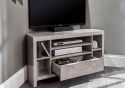 GFW Bloc Corner TV Unit Modern Minimalist design 4 small open compartments 1 drawer 2 open shelves concrete effect melamine finish