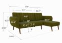 Dorel Brittany Sectional Sofa Bed