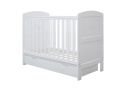 Ickle Bubba Coleby Mini Cot Bed and Under Drawer white finish classic style slatted base solid end panels suitable from birth to approx 4 years