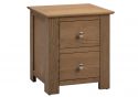 Modern 2 drawer wooden bedside with a smoked oak finish and chrome handles.