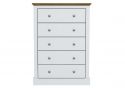 LPD Devon White & Oak 5 Drawer Chest