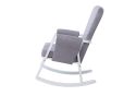 Ickle Bubba Dursley Rocking Chair white metal frame grey suedette fabric Padded back and arm rests handy storage pockets