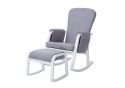 Ickle Bubba Dursley Rocking Chair and Stool white metal frame grey suedette fabric Padded back and arm rests handy storage pockets