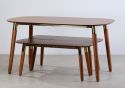 Flair Edelweiss Dining Table and Bench Set Walnut and Brass
