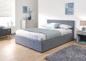 GFW End Lift Ottoman Bed modern styling available in grey faux leather and grey fabric sprung slatted base sturdy hardwood frame