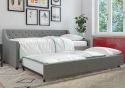 Novogratz Her Majesty Linen Daybed and Trundle mid century design, wooden frame linen fabric wooden frame