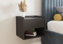 GFW Harmony Wall Mounted Pair of Bedside Tables with one drawer and open shelf in anthracite white or oak modern styling