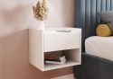 GFW Harmony Wall Mounted Pair of Bedside Tables with one drawer and open shelf in anthracite white or oak modern styling