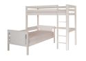 Little Folks Furniture Classic Beech High Sleeper with Sofa Bed solid beech hardwood construction solid slatted mattress bases pure white finish