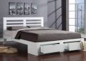 Contemporary solid hardwood bed frame, white finish, 2 drawers at the foot end. Also in oak