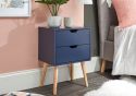 GFW Nyborg Single 2 Drawer Bedside contemporary style Available in dark grey, white or nightshadow blue with wooden legs