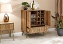 GFW Orleans Wine Cabinet retro-style double cupboard one drawer mango effect finish geometric pattern mid century hairpin legs