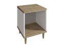 GFW Presto Lamp Table Modern design white and oak effect finish tapered wooden legs open storage shelf