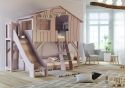 Mathy By Bols Treehouse Bunk Bed With Platform & Slide - Winter Pink